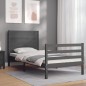 vidaXL Massivholzbett mit Kopfteil Grau 100x200 cm vidaXL Massivholzbett mit Kopfteil Grau 100x200 cm