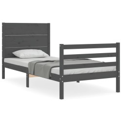 vidaXL Massivholzbett mit Kopfteil Grau 100x200 cm