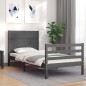 vidaXL Massivholzbett mit Kopfteil Grau 100x200 cm vidaXL Massivholzbett mit Kopfteil Grau 100x200 cm