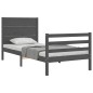vidaXL Massivholzbett mit Kopfteil Grau 100x200 cm vidaXL Massivholzbett mit Kopfteil Grau 100x200 cm