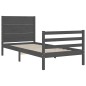 vidaXL Massivholzbett mit Kopfteil Grau 100x200 cm vidaXL Massivholzbett mit Kopfteil Grau 100x200 cm