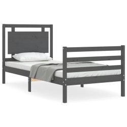 vidaXL Massivholzbett mit Kopfteil Grau 100x200 cm