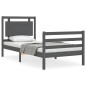 vidaXL Massivholzbett mit Kopfteil Grau 100x200 cm vidaXL Massivholzbett mit Kopfteil Grau 100x200 cm