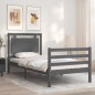 vidaXL Massivholzbett mit Kopfteil Grau 100x200 cm vidaXL Massivholzbett mit Kopfteil Grau 100x200 cm