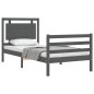 vidaXL Massivholzbett mit Kopfteil Grau 100x200 cm vidaXL Massivholzbett mit Kopfteil Grau 100x200 cm