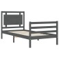 vidaXL Massivholzbett mit Kopfteil Grau 100x200 cm vidaXL Massivholzbett mit Kopfteil Grau 100x200 cm