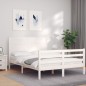 vidaXL Massivholzbett mit Kopfteil Weiß 140x200 cm vidaXL Massivholzbett mit Kopfteil Weiß 140x200 cm