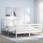 vidaXL Massivholzbett mit Kopfteil Weiß 160x200 cm vidaXL Massivholzbett mit Kopfteil Weiß 160x200 cm