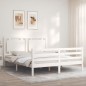 vidaXL Massivholzbett mit Kopfteil Weiß 160x200 cm vidaXL Massivholzbett mit Kopfteil Weiß 160x200 cm