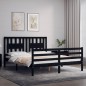 vidaXL Massivholzbett mit Kopfteil Schwarz 160x200 cm vidaXL Massivholzbett mit Kopfteil Schwarz 160x200 cm