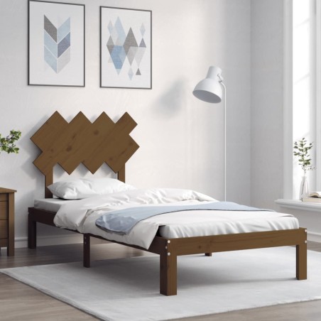 vidaXL Massivholzbett mit Kopfteil Honigbraun 90x200 cm