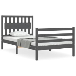 vidaXL Massivholzbett mit Kopfteil Grau 100x200 cm