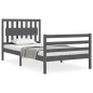 vidaXL Massivholzbett mit Kopfteil Grau 100x200 cm vidaXL Massivholzbett mit Kopfteil Grau 100x200 cm