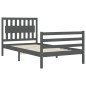 vidaXL Massivholzbett mit Kopfteil Grau 100x200 cm vidaXL Massivholzbett mit Kopfteil Grau 100x200 cm