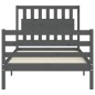 vidaXL Massivholzbett mit Kopfteil Grau 100x200 cm vidaXL Massivholzbett mit Kopfteil Grau 100x200 cm