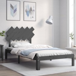 vidaXL Massivholzbett mit Kopfteil Grau 100x200 cm