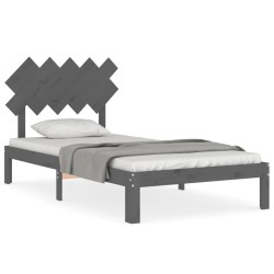 vidaXL Massivholzbett mit Kopfteil Grau 100x200 cm