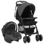 vidaXL 3-in-1 Kinderwagen Dunkelgrau und Schwarz Stahl vidaXL 3-in-1 Kinderwagen Dunkelgrau und Schwarz Stahl