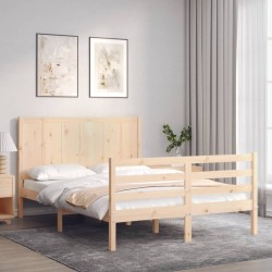 vidaXL Massivholzbett mit Kopfteil 120x200 cm