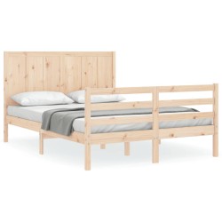 vidaXL Massivholzbett mit Kopfteil 120x200 cm