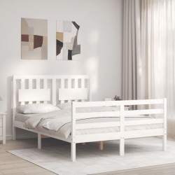vidaXL Massivholzbett mit Kopfteil Weiß 120x200 cm