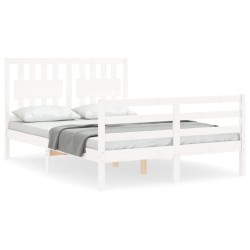 vidaXL Massivholzbett mit Kopfteil Weiß 120x200 cm