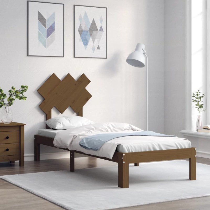 vidaXL Massivholzbett mit Kopfteil Honigbraun vidaXL Massivholzbett mit Kopfteil Honigbraun