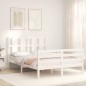 vidaXL Massivholzbett mit Kopfteil Weiß 140x190 cm vidaXL Massivholzbett mit Kopfteil Weiß 140x190 cm