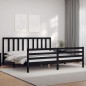 vidaXL Massivholzbett mit Kopfteil Schwarz 200x200 cm vidaXL Massivholzbett mit Kopfteil Schwarz 200x200 cm