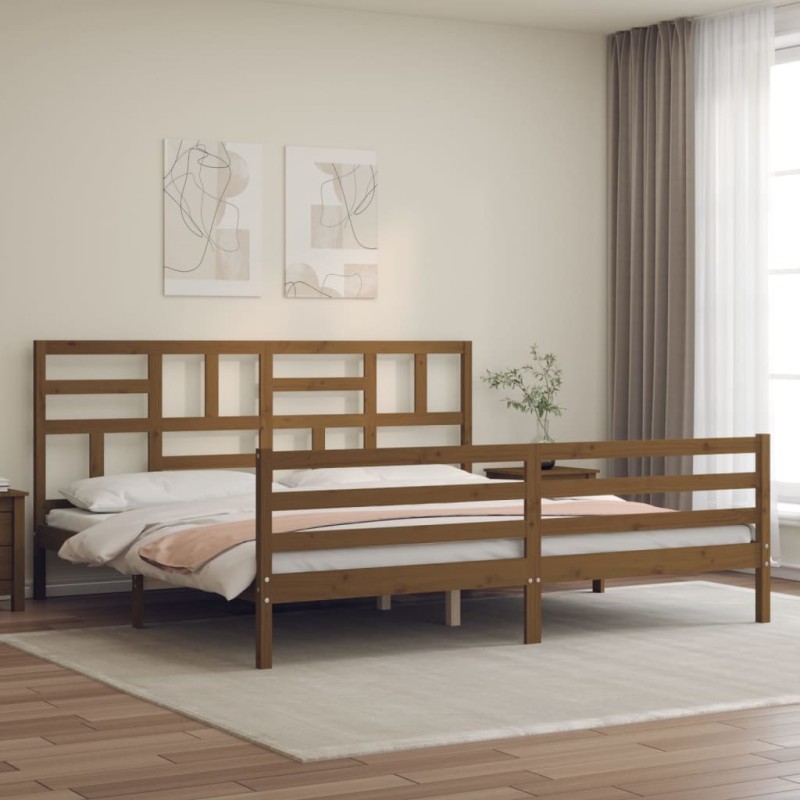 vidaXL Massivholzbett mit Kopfteil Honigbraun 200x200 cm vidaXL Massivholzbett mit Kopfteil Honigbraun 200x200 cm