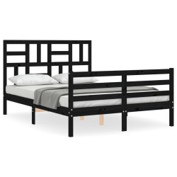 vidaXL Massivholzbett mit Kopfteil Schwarz 120x200 cm