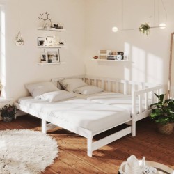 vidaXL Tagesbett Ausziehbar Weiß 2x(90x200) cm Massivholz Kiefer