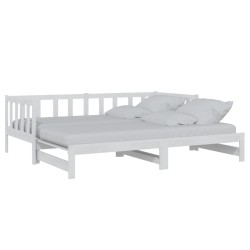 vidaXL Tagesbett Ausziehbar Weiß 2x(90x200) cm Massivholz Kiefer
