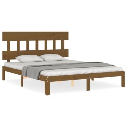 vidaXL Massivholzbett mit Kopfteil Honigbraun 160x200 cm