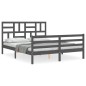 vidaXL Massivholzbett mit Kopfteil Grau 160x200 cm vidaXL Massivholzbett mit Kopfteil Grau 160x200 cm