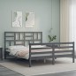 vidaXL Massivholzbett mit Kopfteil Grau 160x200 cm vidaXL Massivholzbett mit Kopfteil Grau 160x200 cm