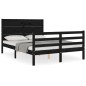 vidaXL Massivholzbett mit Kopfteil Schwarz 140x190 cm vidaXL Massivholzbett mit Kopfteil Schwarz 140x190 cm