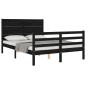 vidaXL Massivholzbett mit Kopfteil Schwarz 140x190 cm vidaXL Massivholzbett mit Kopfteil Schwarz 140x190 cm
