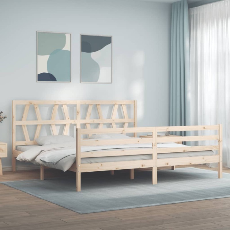 vidaXL Massivholzbett mit Kopfteil vidaXL Massivholzbett mit Kopfteil