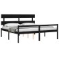 vidaXL Massivholzbett mit Kopfteil Schwarz 200x200 cm vidaXL Massivholzbett mit Kopfteil Schwarz 200x200 cm