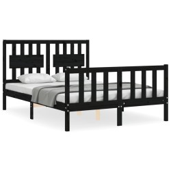 vidaXL Massivholzbett mit Kopfteil Schwarz 120x200 cm