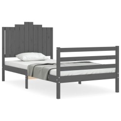 vidaXL Massivholzbett mit Kopfteil Grau 100x200 cm