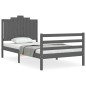 vidaXL Massivholzbett mit Kopfteil Grau 100x200 cm vidaXL Massivholzbett mit Kopfteil Grau 100x200 cm