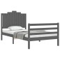 vidaXL Massivholzbett mit Kopfteil Grau 100x200 cm vidaXL Massivholzbett mit Kopfteil Grau 100x200 cm