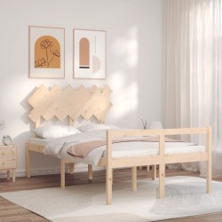 vidaXL Massivholzbett mit Kopfteil 120x200 cm