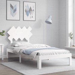 vidaXL Massivholzbett mit Kopfteil Weiß 90x200 cm
