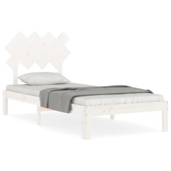 vidaXL Massivholzbett mit Kopfteil Weiß 90x200 cm