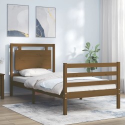 vidaXL Massivholzbett mit Kopfteil Honigbraun 100x200 cm