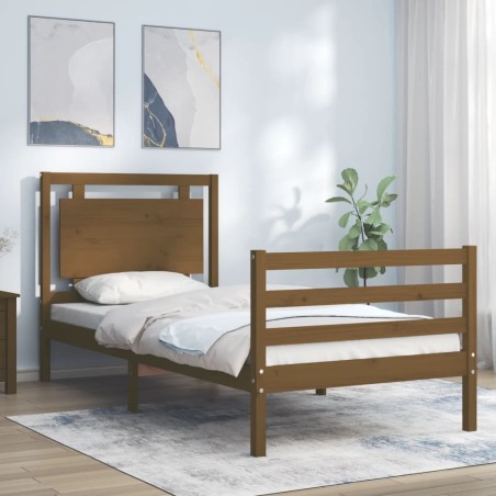 vidaXL Massivholzbett mit Kopfteil Honigbraun 100x200 cm