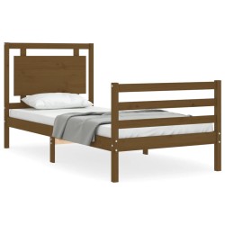 vidaXL Massivholzbett mit Kopfteil Honigbraun 100x200 cm